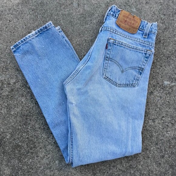 Levi's 505 Mens Jeans Size 31x30 Light Blue Denim Straight Leg Faded Regular Fit - Picture 1 of 10